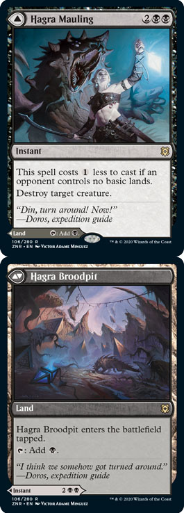 Hagra Mauling (Front) and Hagra Broodpit (Back) - Zendikar Rising #106