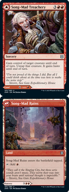 Song-Mad Treachery (Front) and Song-Mad Ruins(Back) - Zendikar Rising #165